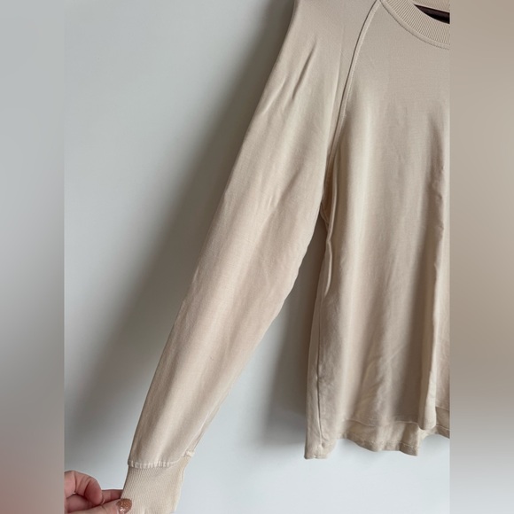 LAKE Sleepwear DreamModal Ribbon Long-Long Pajama Top Cream Small long sleeve - Picture 4 of 7